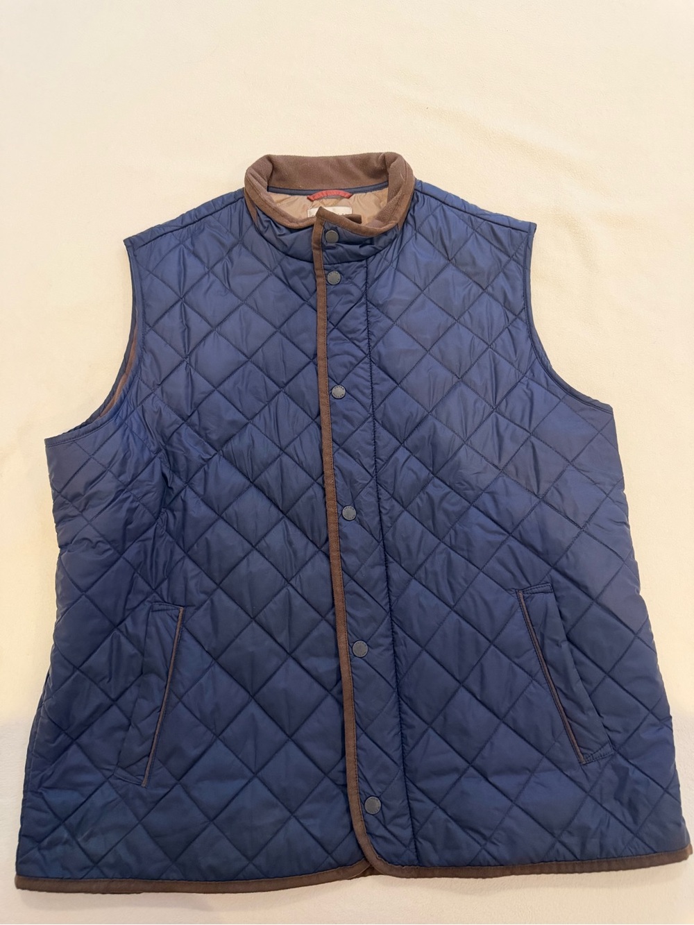Peter Millar Navy Quilted Vest with Brown Trim XL